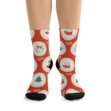 Christmas Ornament Pattern Recycled Poly Socks