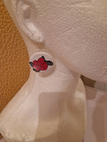 Set of pin flowers buttons drop earrings