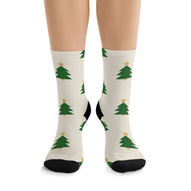 Christmas Tree Pattern Socks — Recycled Polyester Holiday Crew Socks