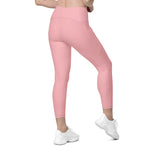 Recycled High Waisted Pink Leggings with pockets (UPF 50+)