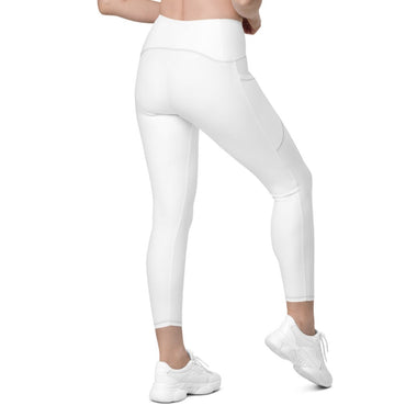 Recycled High Waisted White Leggings with pockets (UPF 50+)