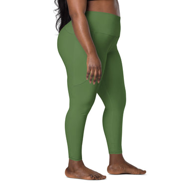 Recycled High Waisted Fern Green Leggings with pockets (UPF 50 +)