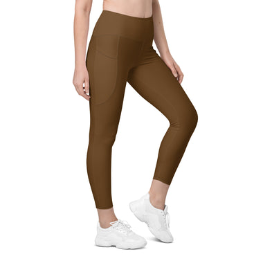Recycled High Waisted Brown Leggings with pockets (UPF 50+)