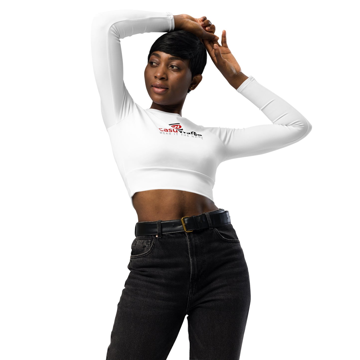 Recycled UPF 50+ long-sleeve crop top