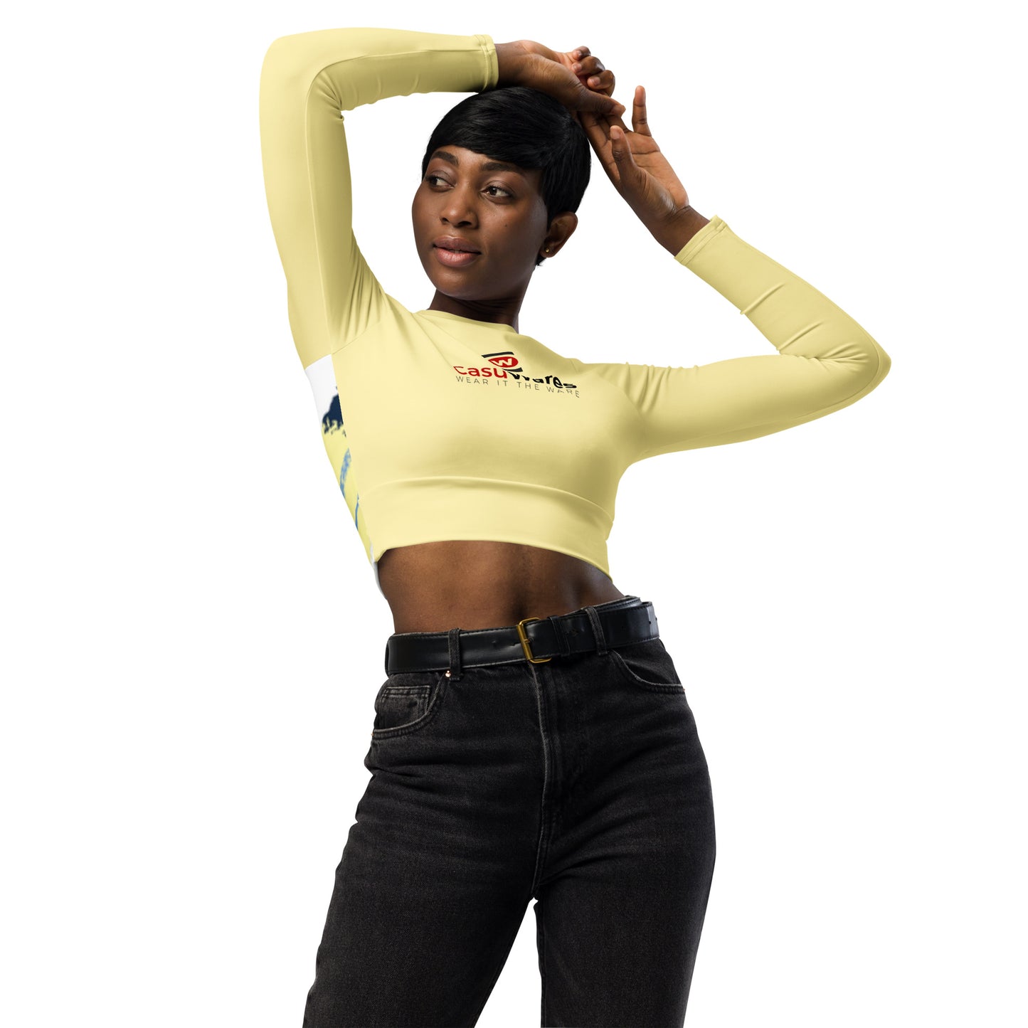 Recycled UPF 50+ long-sleeve crop top