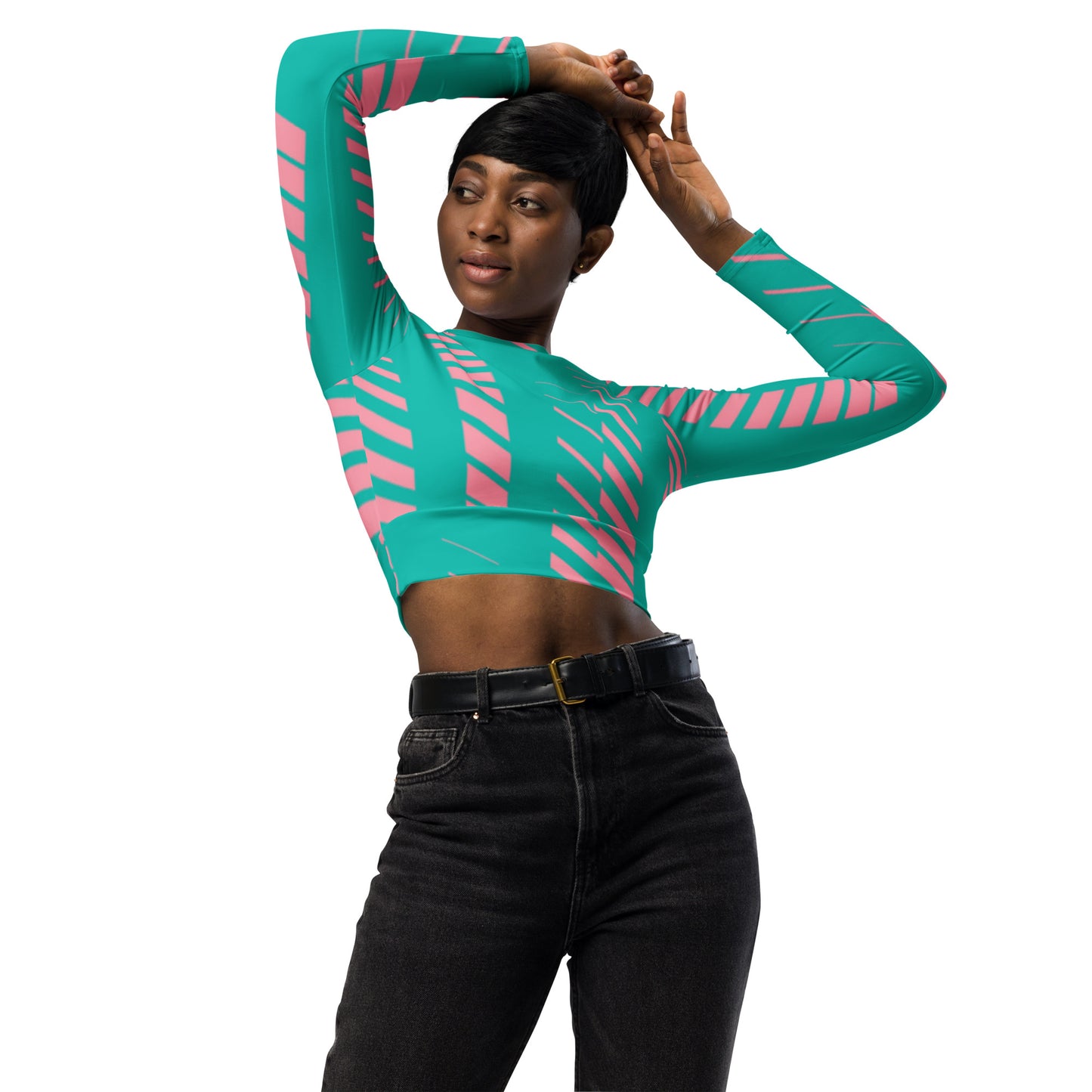 Recycled UPF 50+ long-sleeve crop top