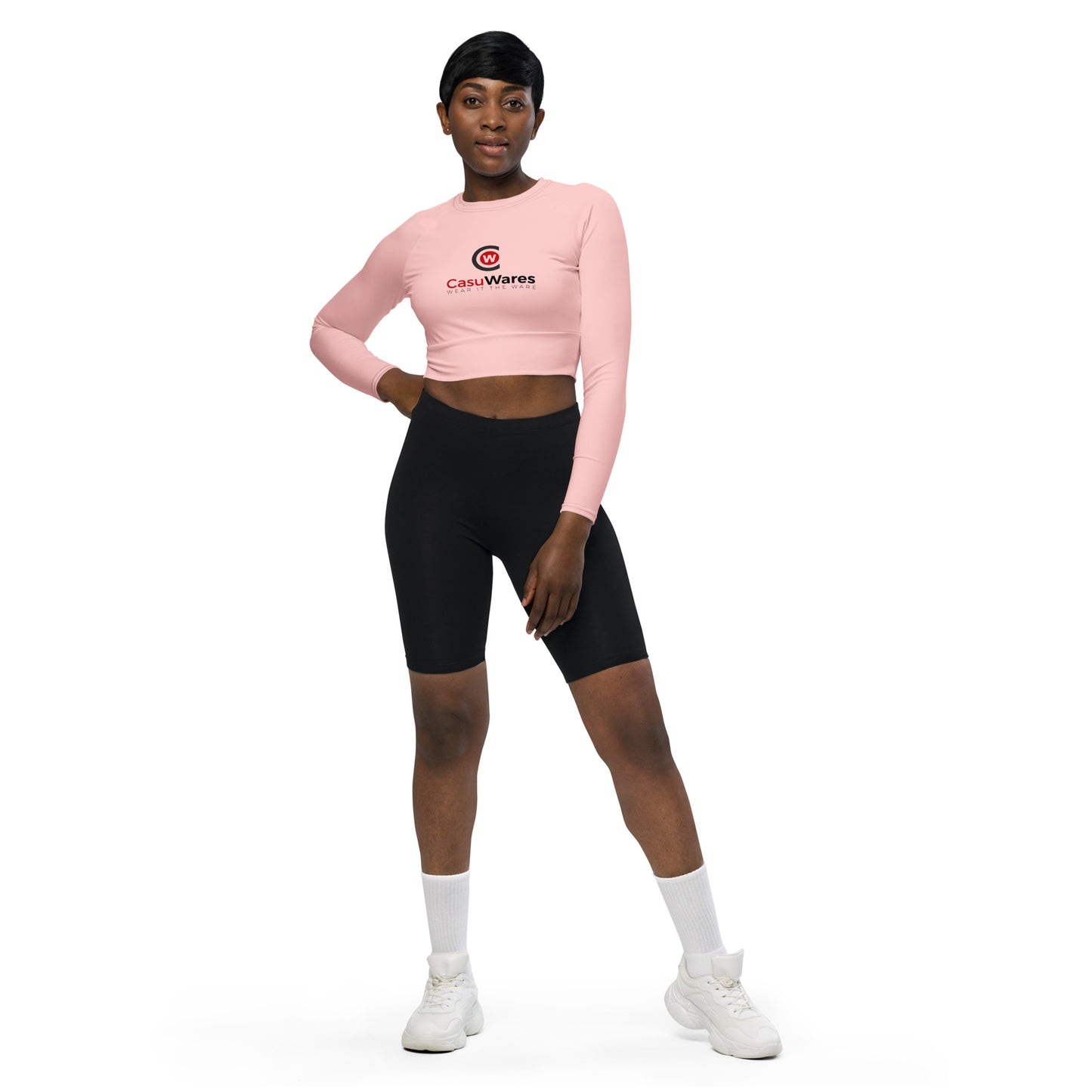 Recycled UPF 50+ long-sleeve crop top