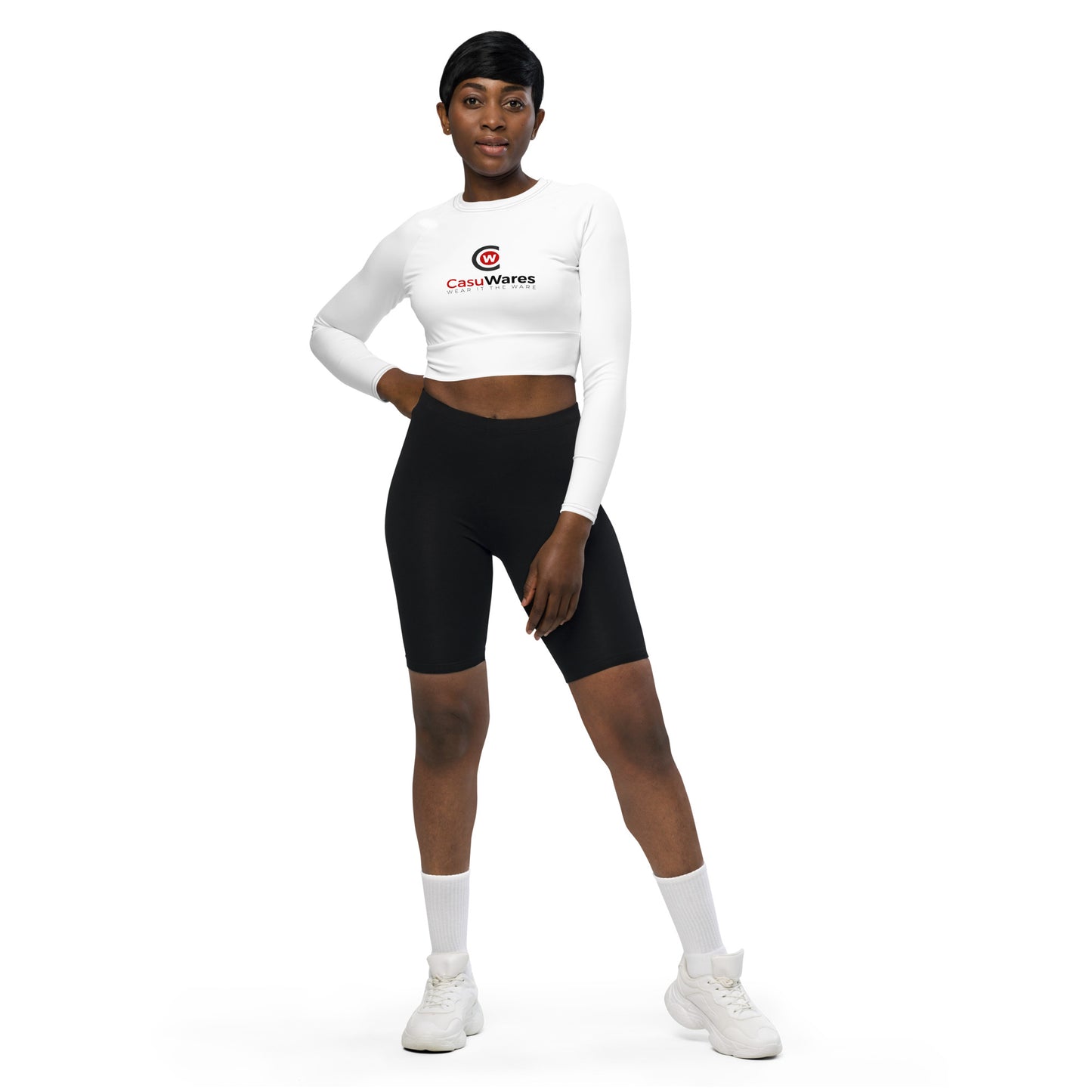 Recycled UPF 50+ long-sleeve crop top