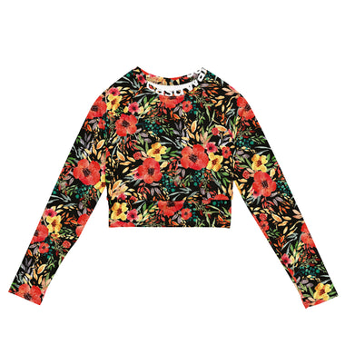 Women's Recycled flowers UPF 50+ long-sleeve crop top