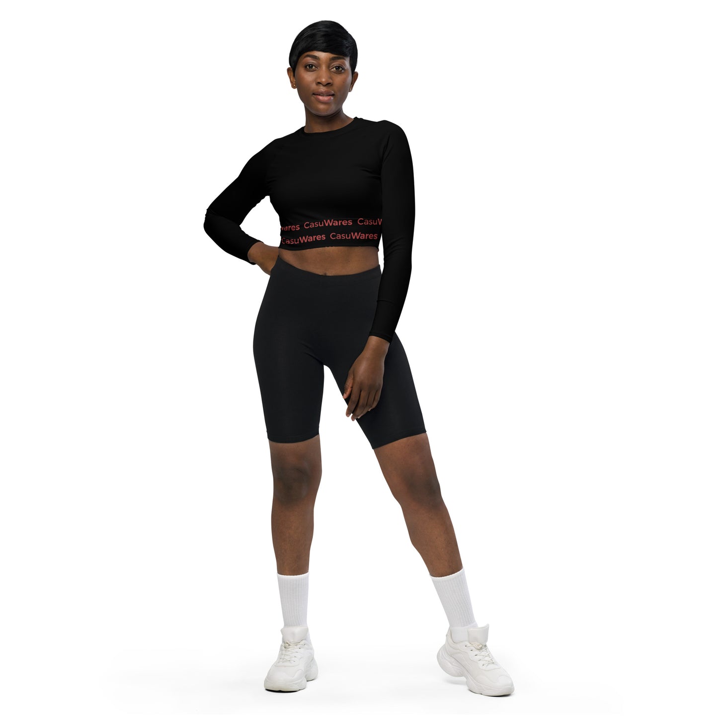 Recycled UPF 50+ long-sleeve crop top