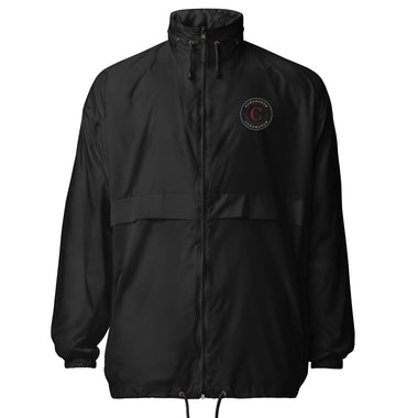Black water-repellent  unisex windbreaker hooded rain jacket (OEKO-TEX & Peta Vegan Approved)