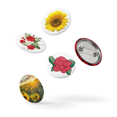 Set of pin flowers buttons drop earrings
