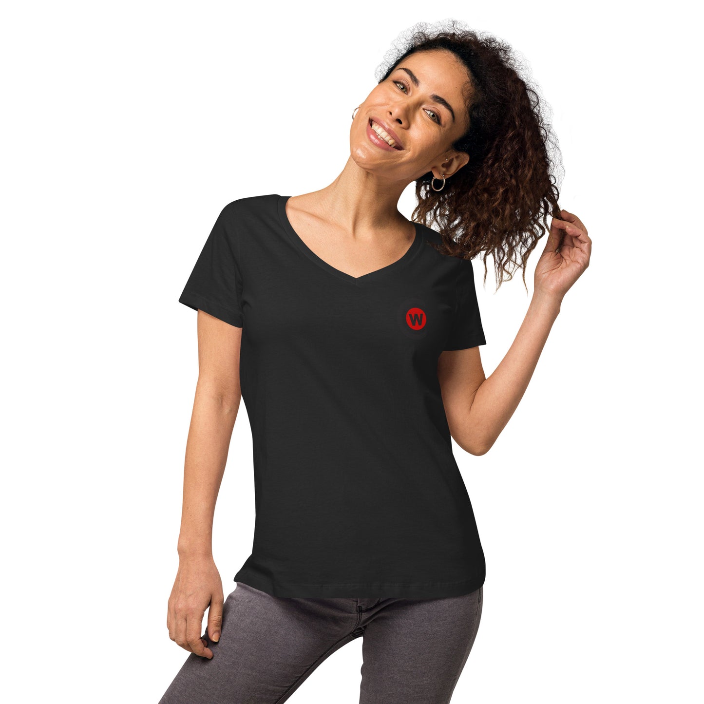 Women’s fitted organic cotton v-neck t-shirt