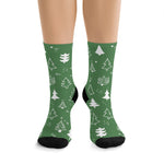 Christmas Tree Pattern Socks – Green Holiday Crew Socks (Recycled Poly)