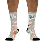 Holiday Sticker Pattern Socks — 'Let It Snow' Recycled-Poly Crew Socks