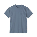 Heavyweight Organic Blue Cotton T-Shirt with Pocket