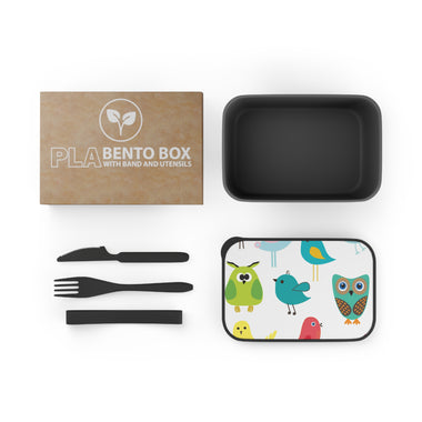 Birds Print Lunch Bento Box with Utensils — PLA Eco-Friendly Snack Container