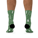 Christmas Tree Pattern Socks – Green Holiday Crew Socks (Recycled Poly)