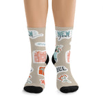 Holiday Sticker Pattern Socks — 'Let It Snow' Recycled-Poly Crew Socks