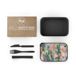 Nature Print Lunch Bento Box with Utensils — PLA Eco-Friendly Snack Container