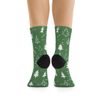 Christmas Tree Pattern Socks – Green Holiday Crew Socks (Recycled Poly)