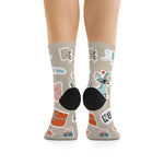 Holiday Sticker Pattern Socks — 'Let It Snow' Recycled-Poly Crew Socks