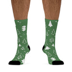 Christmas Tree Pattern Socks – Green Holiday Crew Socks (Recycled Poly)