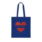 W.T.W Red Heart Cotton Tote Bag — Romantic, Casual Everyday Tote for Gifts