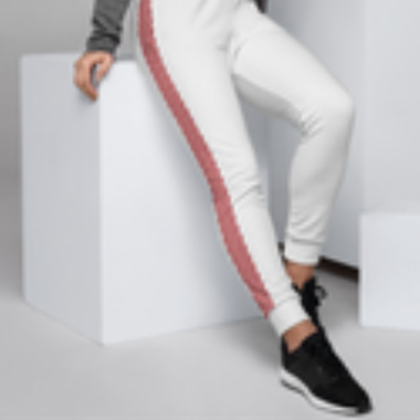 Recycled Unisex Style  Red Striped White Joggers