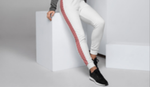Recycled Unisex Style  Red Striped White Joggers
