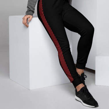 Recycled unisex style red striped black Joggers