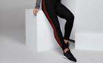 Recycled unisex style red striped black Joggers