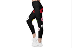 Recycled Black Leggings with flowers. High Waisted with pockets (UPF 50+) protection