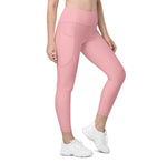 Recycled High Waisted Pink Leggings with pockets (UPF 50+)