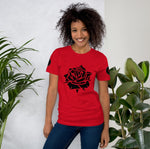 Women's Rose Graphic Lightweight Cotton T-shirt (CasuWares Logo on sleeves)