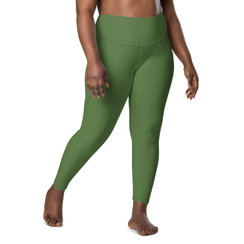 Recycled High Waisted Fern Green Leggings with pockets (UPF 50 +) –  Casuwares