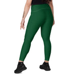 Recycled High Waisted Forest Green Recycled Leggings with pockets (UPF 50+)