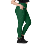 Recycled High Waisted Forest Green Recycled Leggings with pockets (UPF 50+)