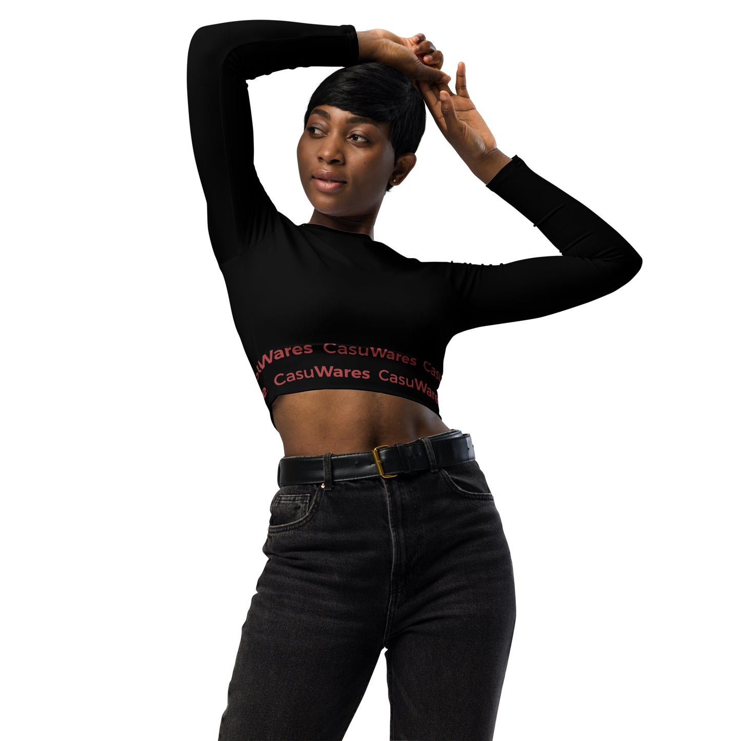 Recycled UPF 50+ long-sleeve crop top