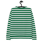 Women's Striped Recycled White and Green Sweatshirt