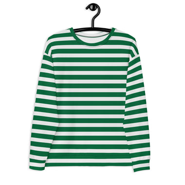 Women's Striped Recycled White and Green Sweatshirt