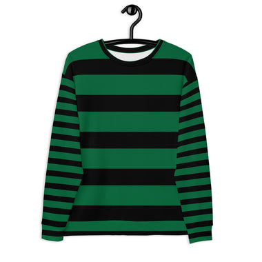 Women's Recycled Green and Black Striped Sweatshirt