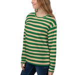 Women's Recycled Striped Beige and Green Sweatshirt