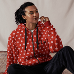 Recycled polka dot zip hoodie in red
