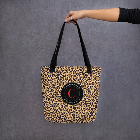Tote leopard print logo bag