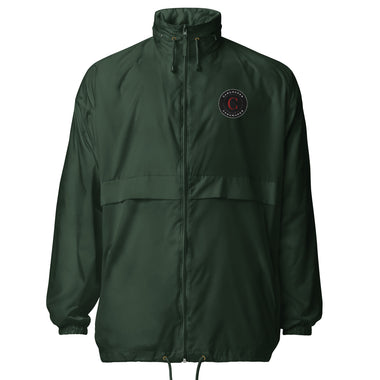 Green water-repellent  unisex windbreaker hooded rain jacket (OEKO-TEX & Peta Vegan Approved)