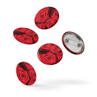 Set of pin buttons roses drop earrings.