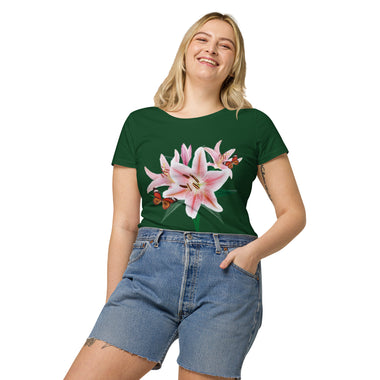 Women’s basic flower 100% organic t-shirt