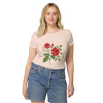 Women’s basic 100% organic red roses t-shirt