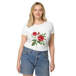 Women’s basic 100% organic red roses t-shirt